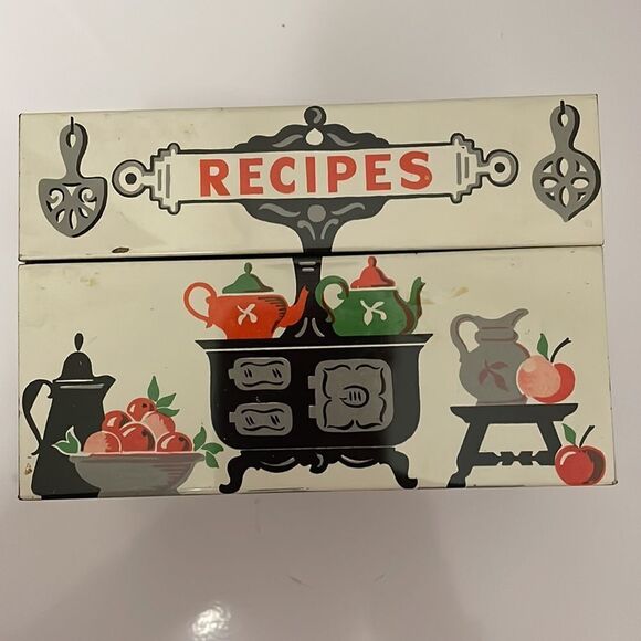 Vtg Kitschy mid Century Stylecraft tin recipe box - Picture 4 of 9